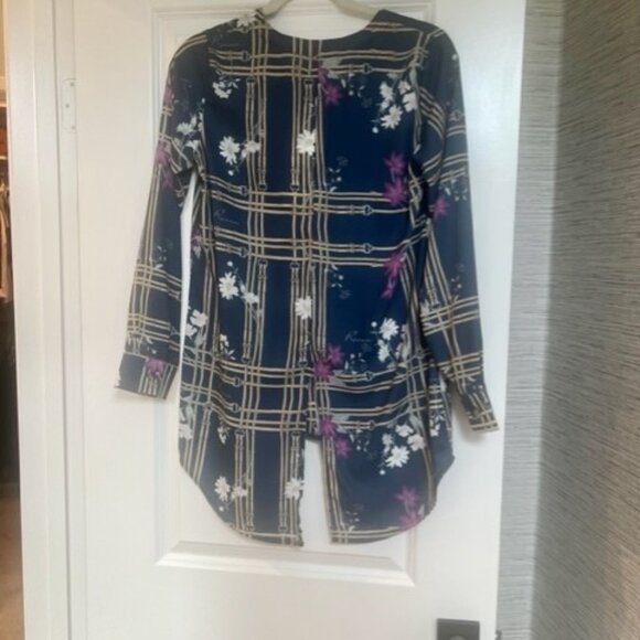 Ronner Porst Equestrian Print Long Sleeve Button Front Blouse - Picture 3 of 5